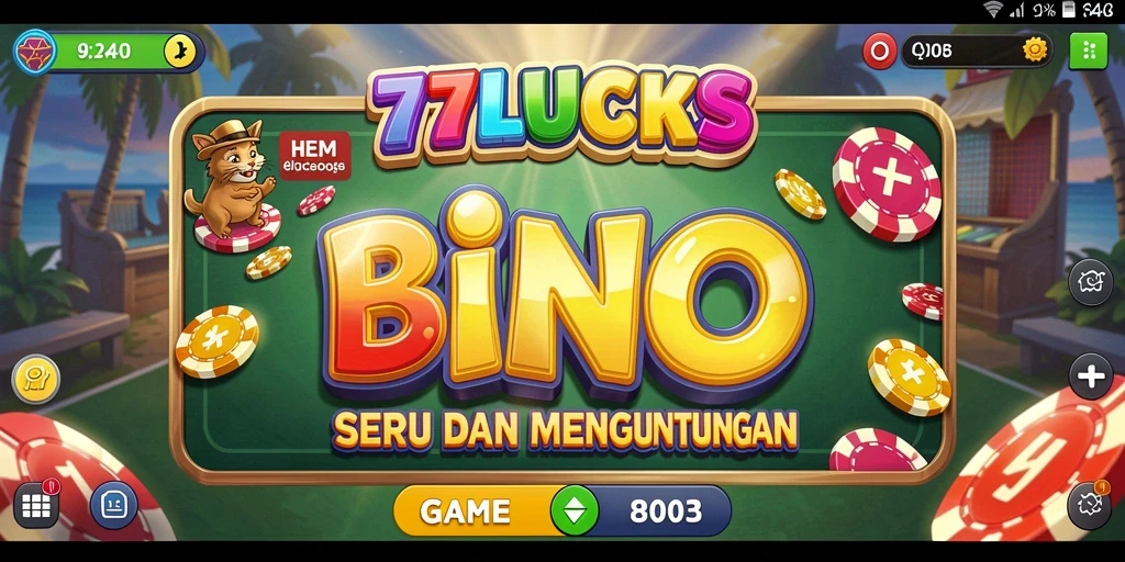 Tampilan screenshot utama 77LUCKS dengan gameplay Bingo yang menarik.