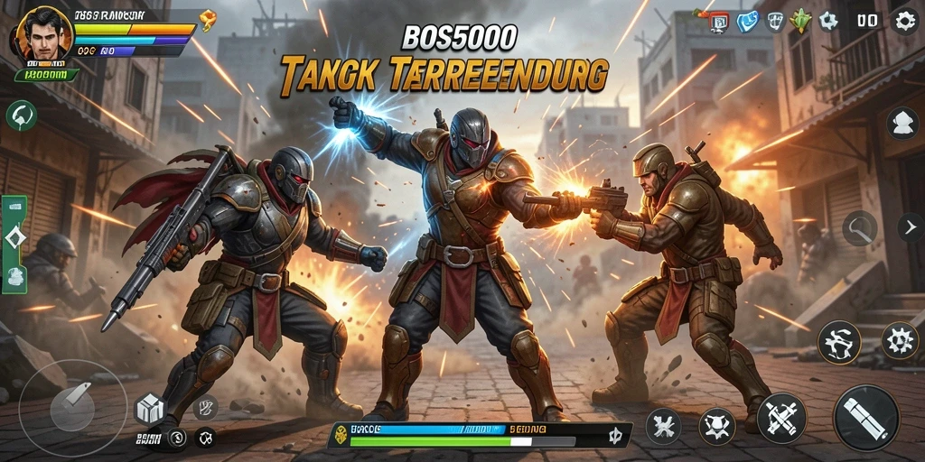 Screenshot menunjukkan aksi mendebarkan dalam game Action.