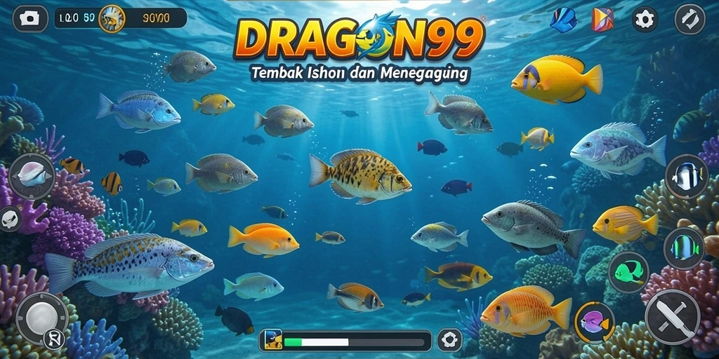 Tampilan screenshot DRAGON99 yang menampilkan aksi seru Tembak Ikan.