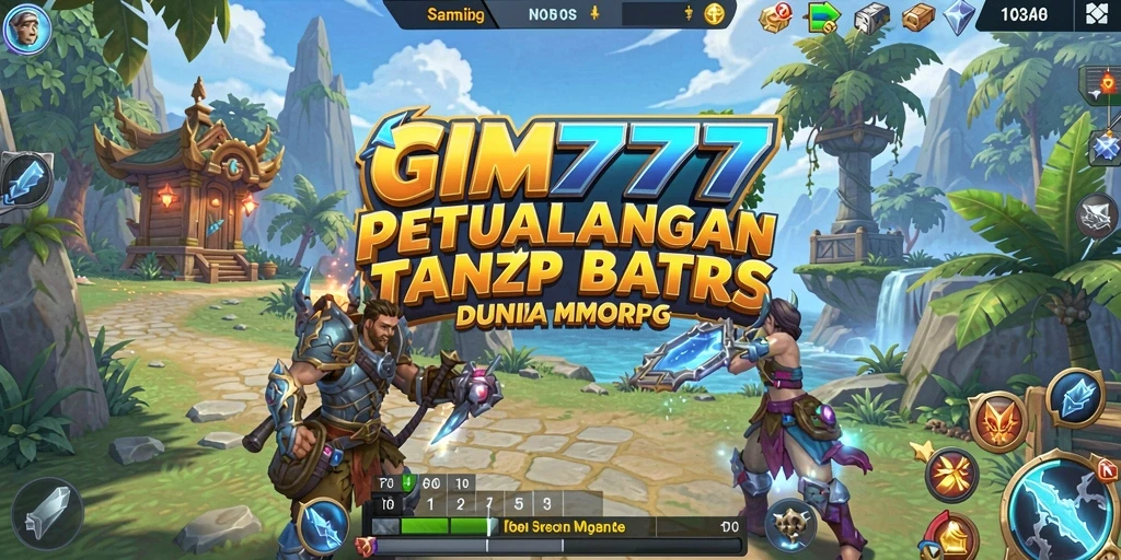 Screenshot GIM777 menampilkan pertempuran seru dalam dunia MMORPG yang luas.