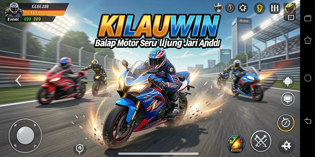 Tangkapan layar KILAUWIN menunjukkan aksi balapan motor yang menegangkan.