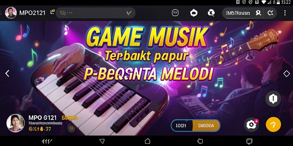Tampilan gameplay MPO2121 menunjukkan pemain berinteraksi dengan berbagai instrumen musik.