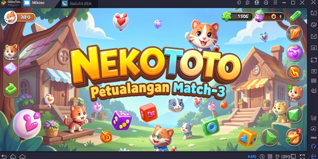 Tampilan gameplay seru dari NEKOTOTO dalam petualangan Match-3.