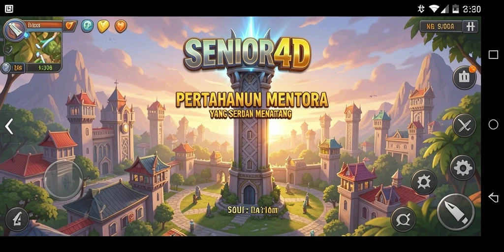 Tampilan menara pertahanan yang strategis dalam SENIOR4D.