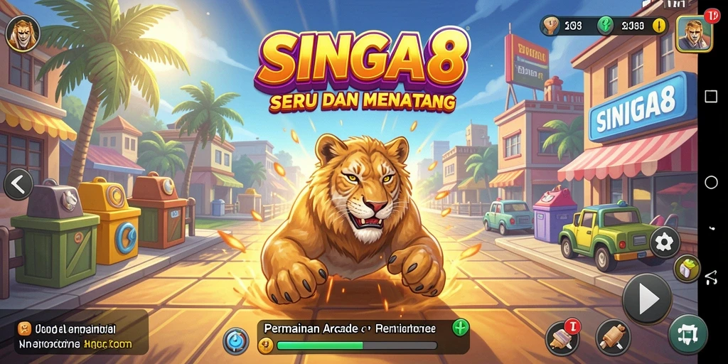 Screenshot gameplay SINGA8 menampilkan permainan arcade yang seru.