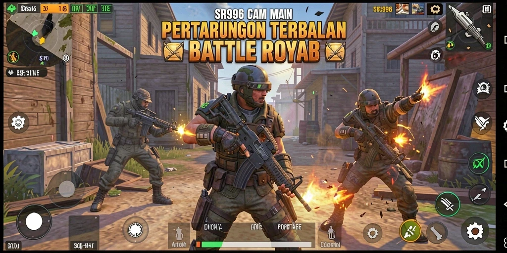 Gameplay Battle Royale yang mendebarkan dan penuh aksi di SR996.