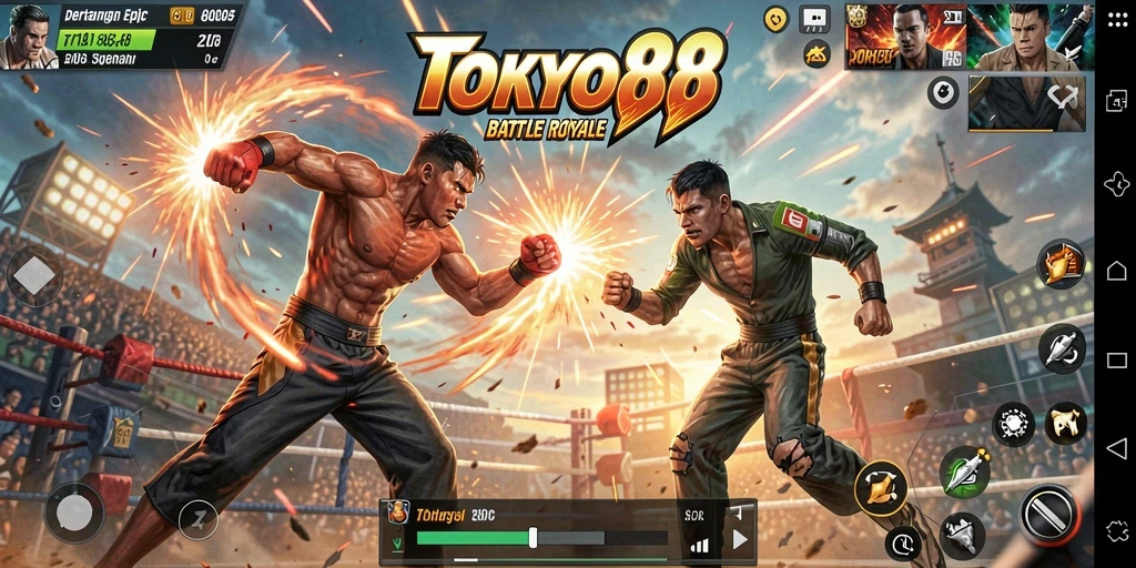 Gameplay seru TOKYO88 dalam pertempuran Battle Royale.