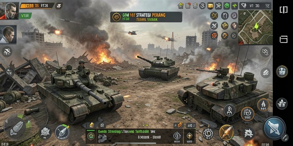 Tangkapan layar gameplay VT38 menampilkan strategi pertempuran yang intens dan dinamis.